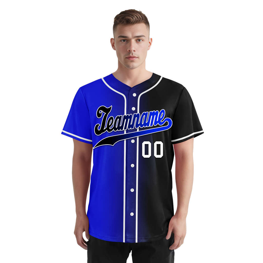 Custom Blue Black Gradient Fashion Personalized Authentic Baseball Jersey BSBJ01-D0a709e