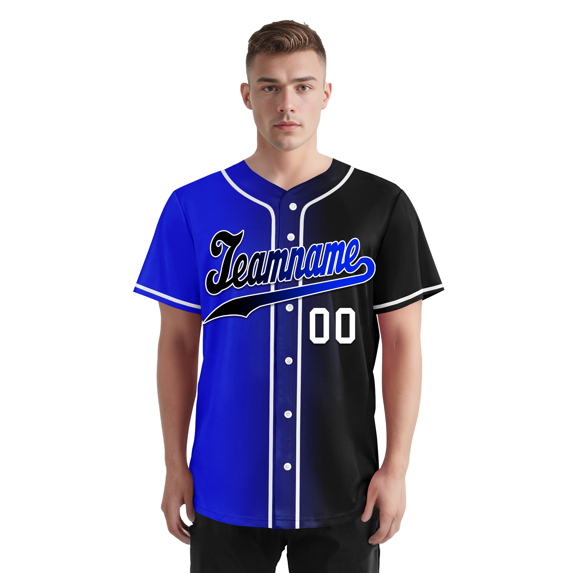 Custom Blue Black Gradient Fashion Personalized Authentic Baseball Jersey BSBJ01-D0a709e