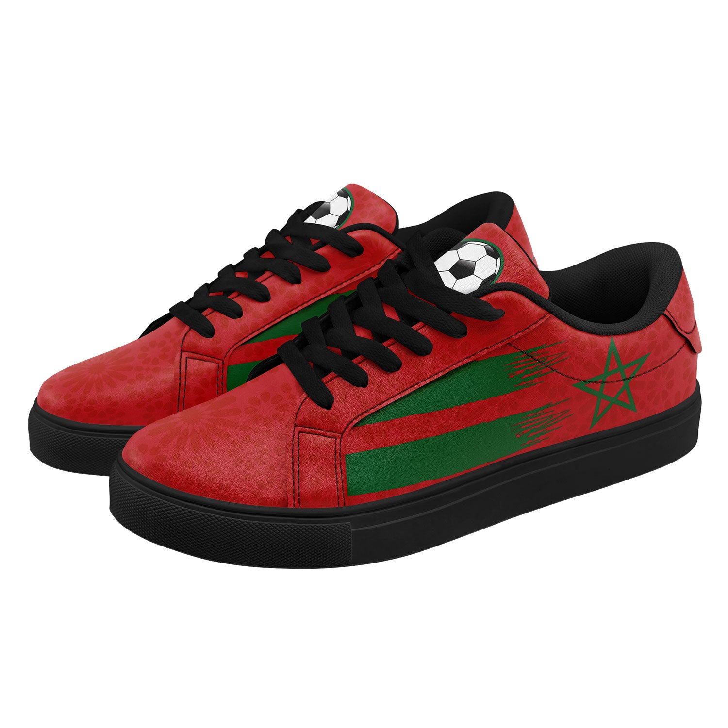 Custom Morocco 2026 World Cup Sneakers DIY Country Flag Running Shoes Lightweight Sport Shoes Gift for Football Fans Personalized Team Name and Logo FN023-F009097-2