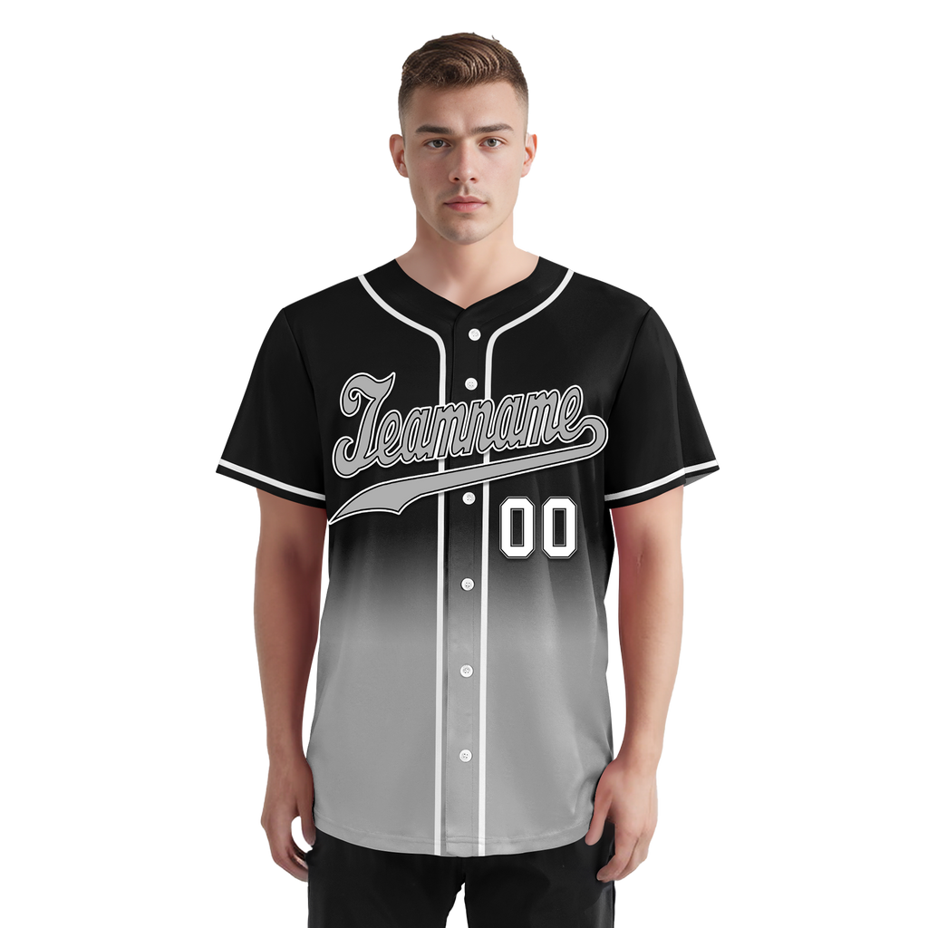 Custom Black Grey Fade Fashion Personalized Authentic Baseball Jersey BSBJ01-D0a70cf