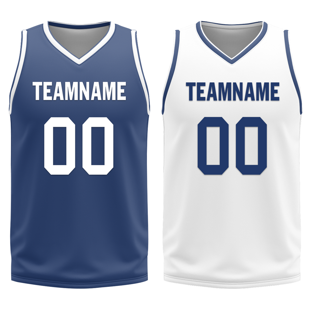 Custom Blue White Classic Style Reversible Basketball Uniform Personalized Ordinary BBJR-D017053