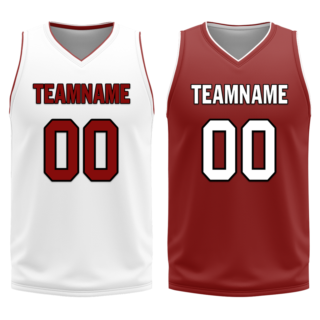 Custom White Red Classic Style Reversible Basketball Uniform Personalized Ordinary BBJR-D017017