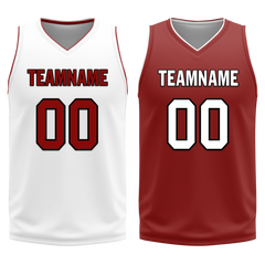 Custom White Red Classic Style Reversible Basketball Uniform Personalized Ordinary BBJR-D017017