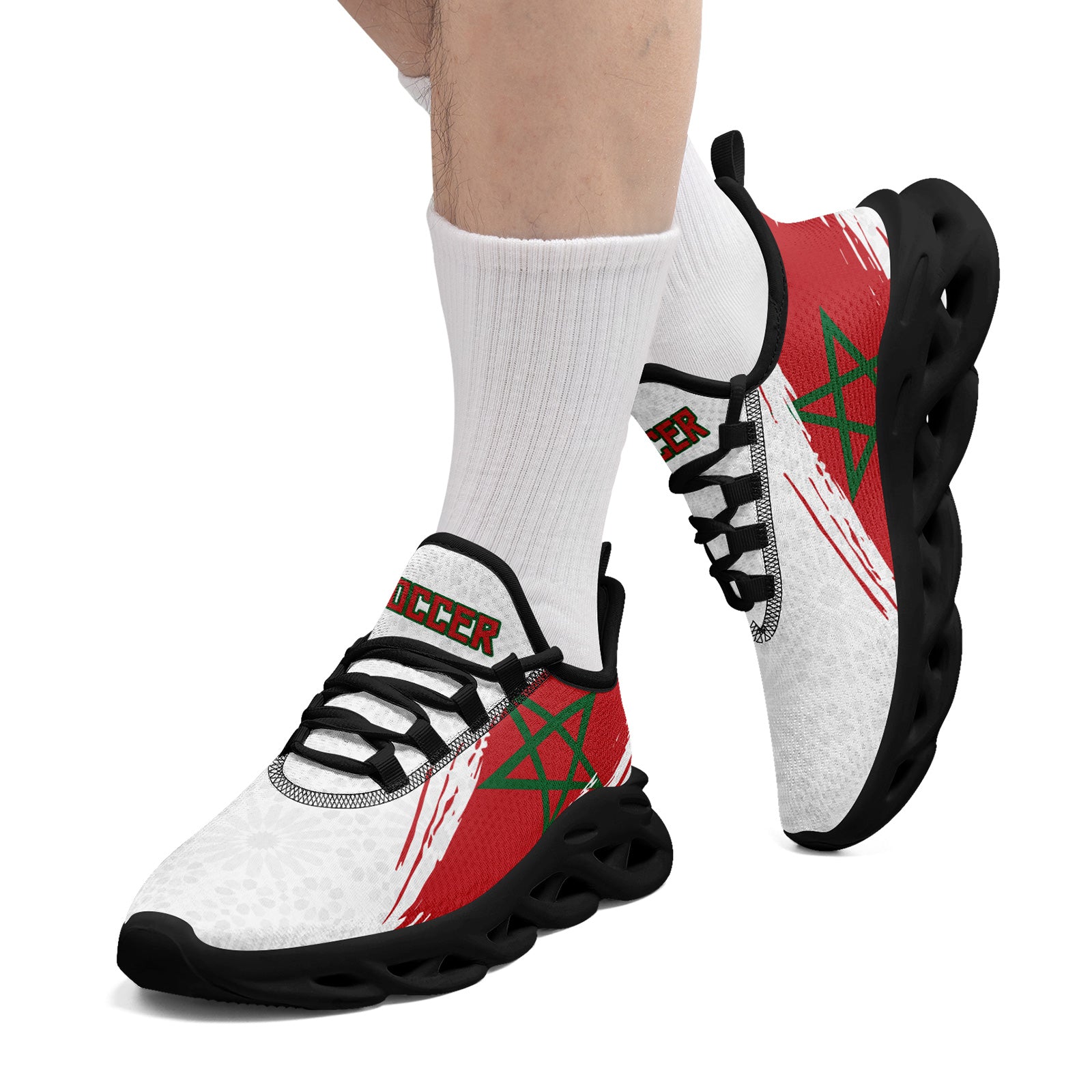 Custom Morocco 2026 World Cup Sneakers DIY Country Flag Running Shoes Lightweight Sport Shoes Gift for Football Fans Personalized Team Name and Logo FN003-F009073-5