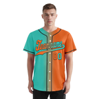 Custom Cyan Orange Gradient Fashion Personalized Authentic Baseball Jersey BSBJ01-D0a7087