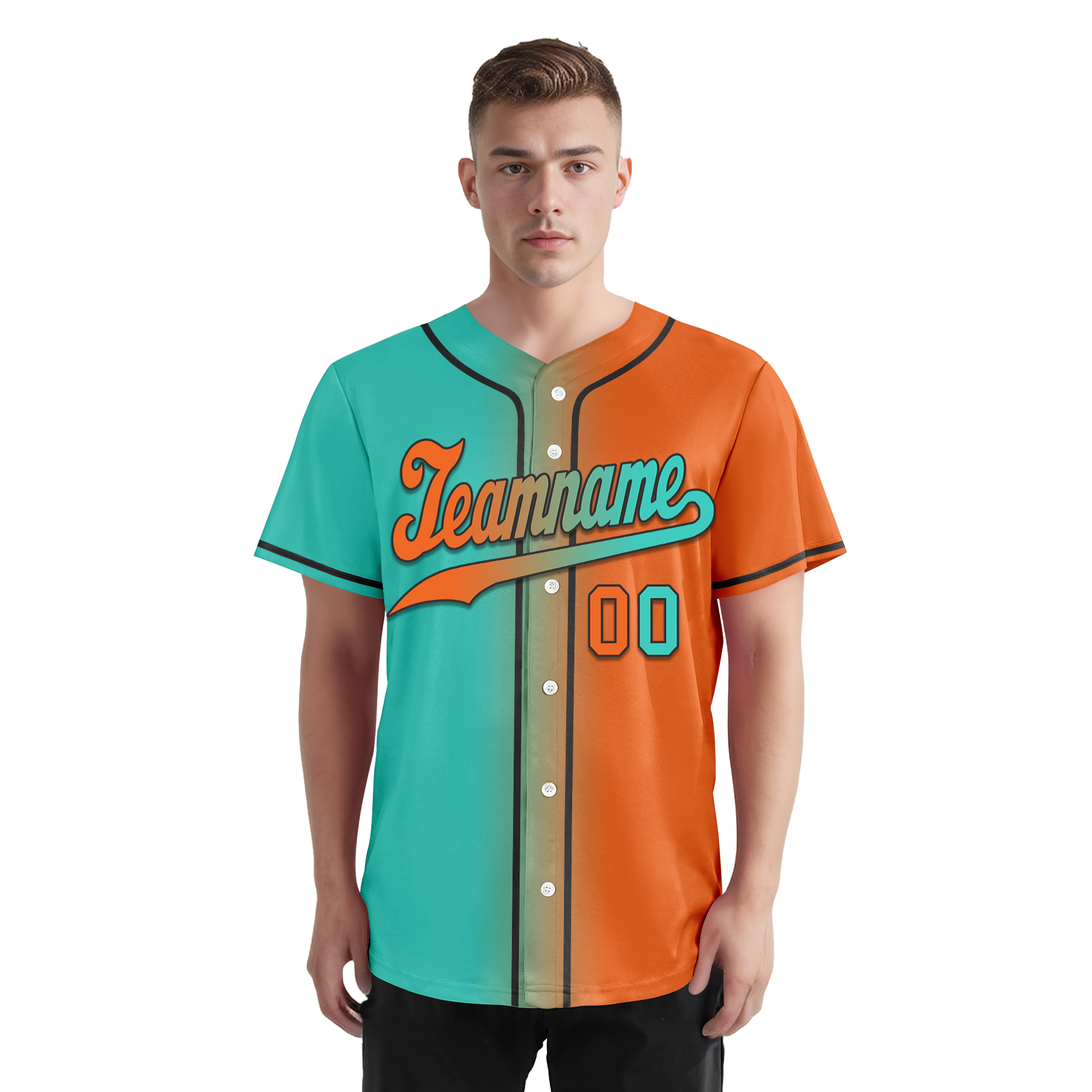 Custom Cyan Orange Gradient Fashion Personalized Authentic Baseball Jersey BSBJ01-D0a7087