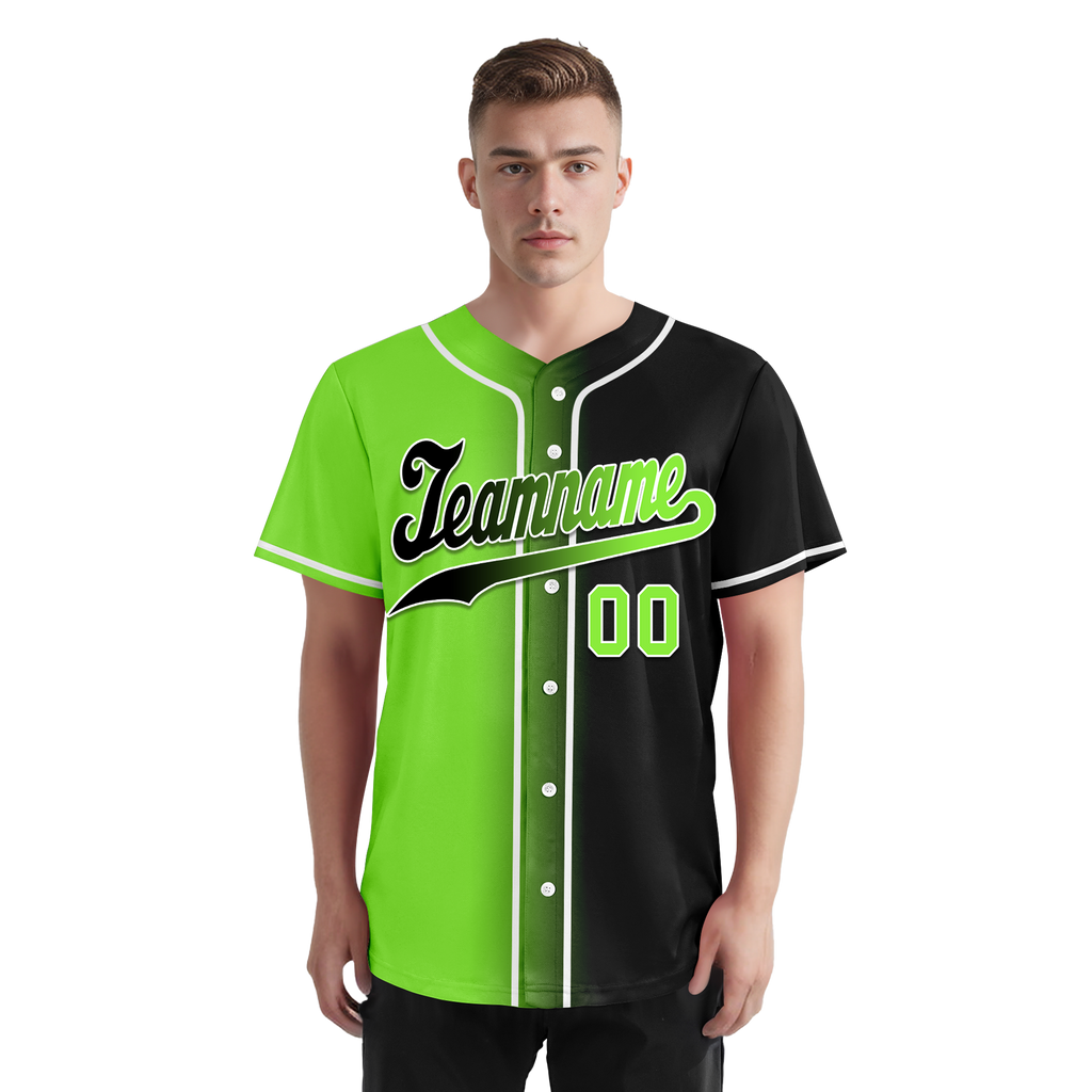 Custom Green Black Gradient Fashion Personalized Authentic Baseball Jersey BSBJ01-D0a709c