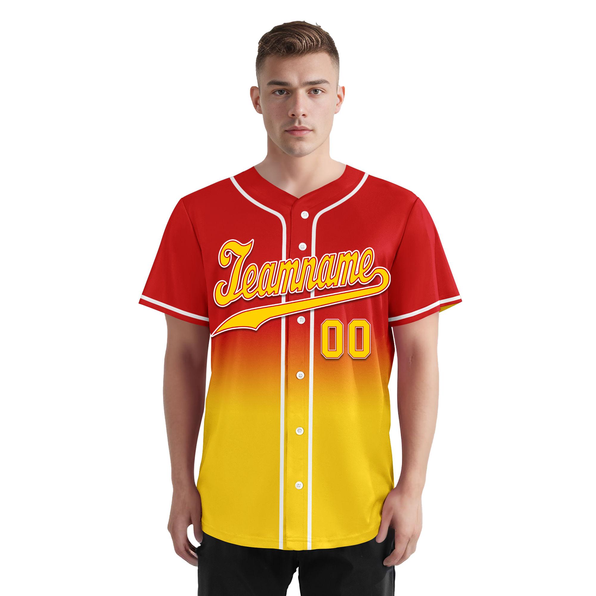 Custom Red Yellow Fade Fashion Personalized Authentic Baseball Jersey BSBJ01-D0a70d7