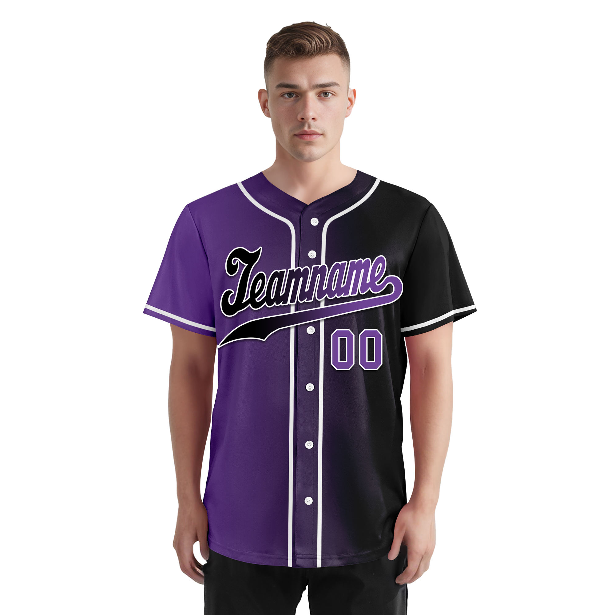 Custom Purple Black Gradient Fashion Personalized Authentic Baseball Jersey BSBJ01-D0a7090