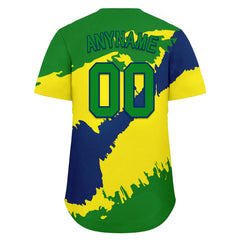 Custom Green Navy Blue Light Yellow Brazilian Flag Personalized Authentic Baseball Jersey BSBJ01-E06022-5