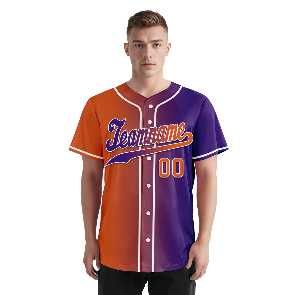 Custom Orange Purple Gradient Fashion Personalized Authentic Baseball Jersey BSBJ01-D0a7a08
