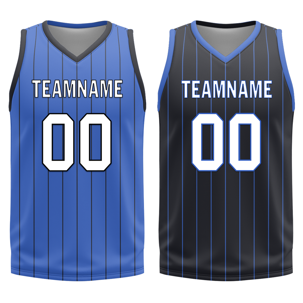 Custom Blue Black Classic Style Reversible Basketball Uniform Personalized Ordinary BBJR-D017055