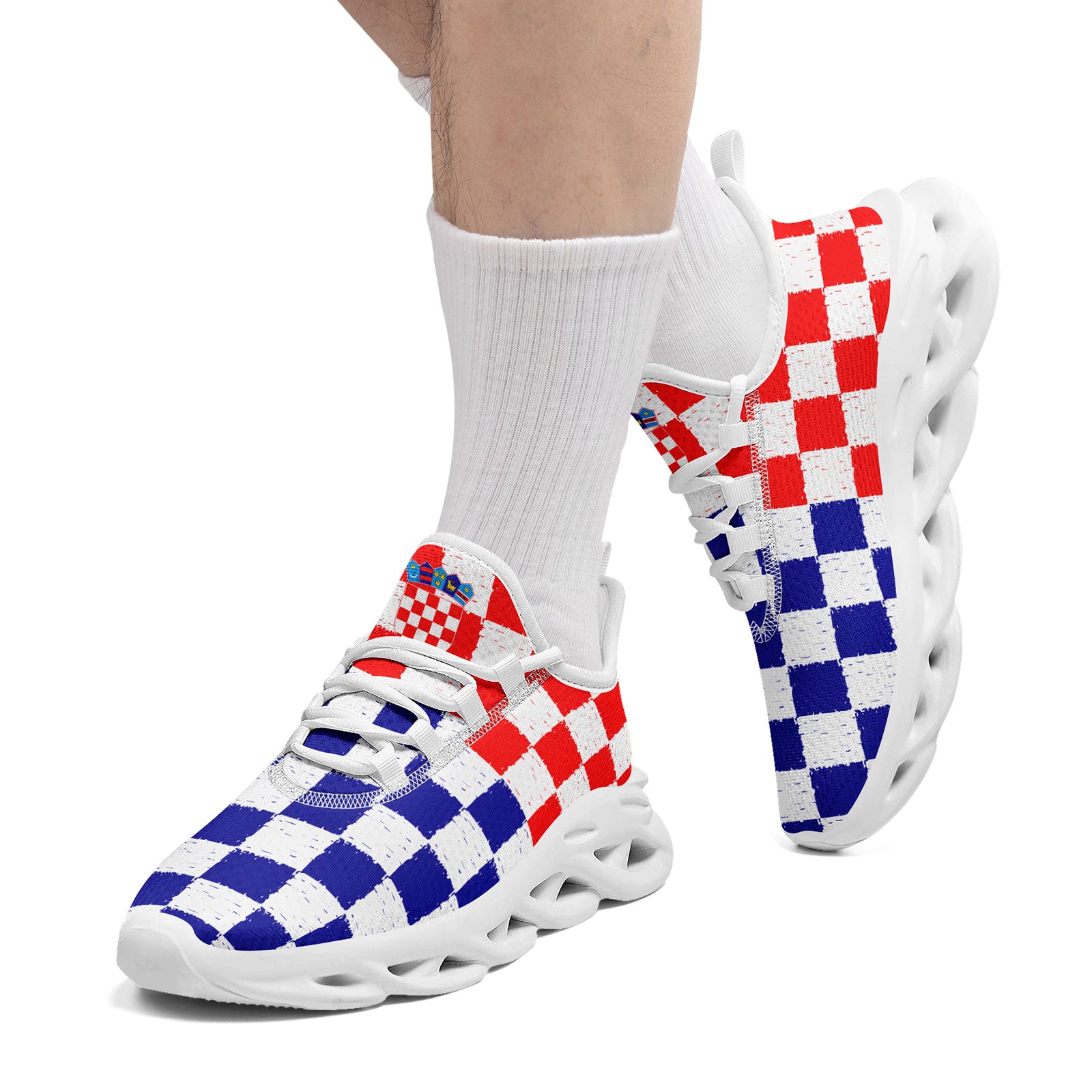 Custom Croatia 2026 World Cup Sneakers DIY Country Flag Running Shoes Lightweight Sport Shoes Gift for Football Fans Personalized Team Name and Logo FN003-F009104-1