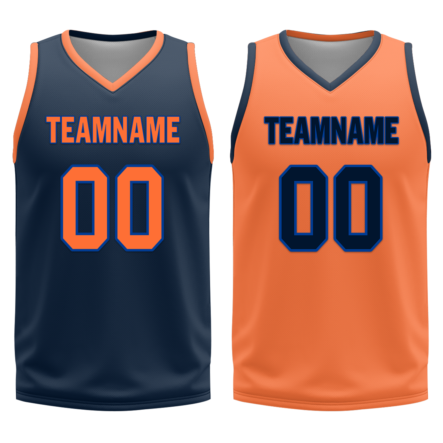 Custom Blue Orange Classic Style Reversible Basketball Uniform Personalized Ordinary BBJR-D017015
