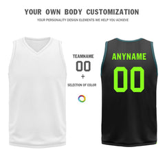 Custom Black Green Boston City Edition Personalized Reversible Basketball Set Sports Basketball Jersey BBJ01R-D0610-2