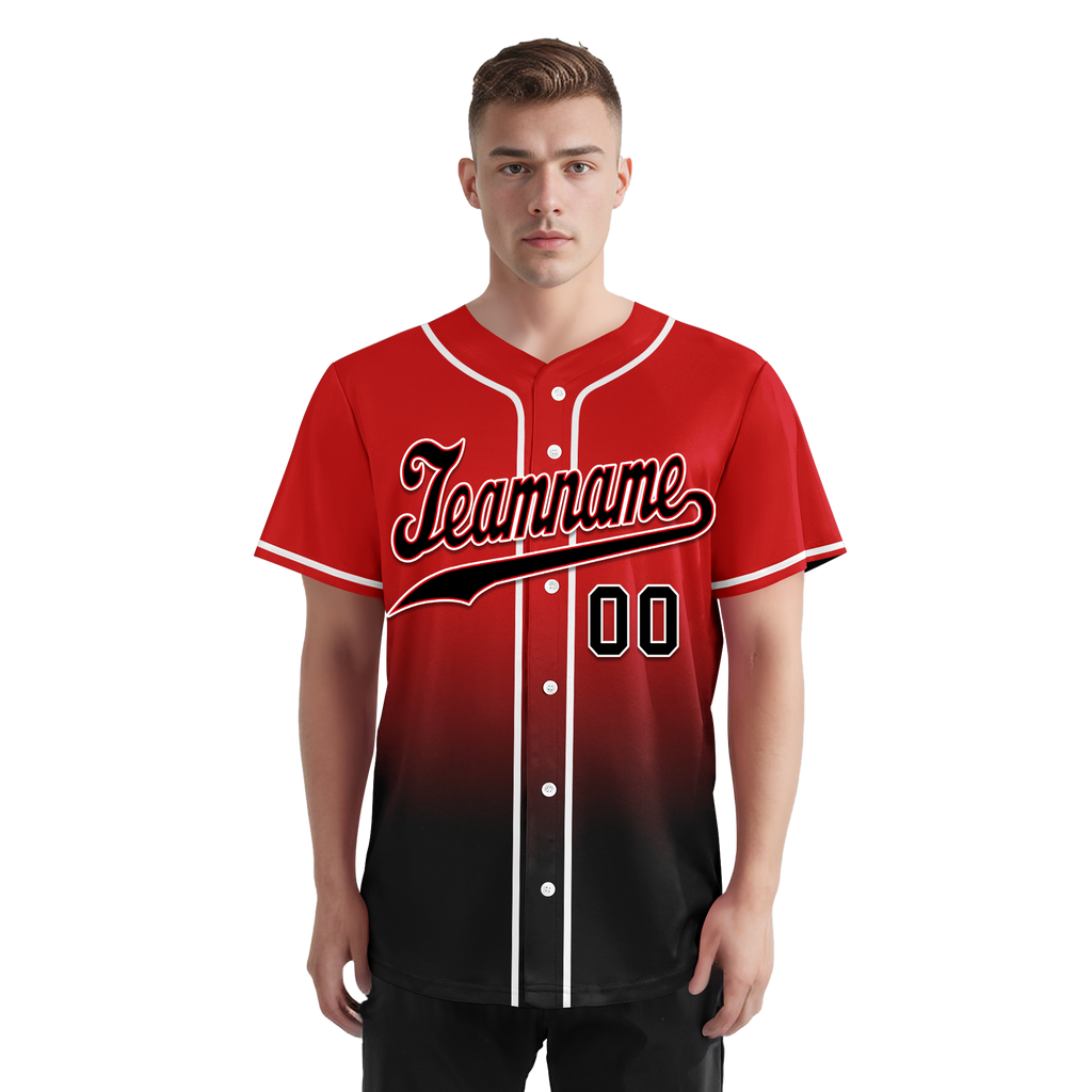 Custom Red Black Fade Fashion Personalized Authentic Baseball Jersey BSBJ01-D0a70ba