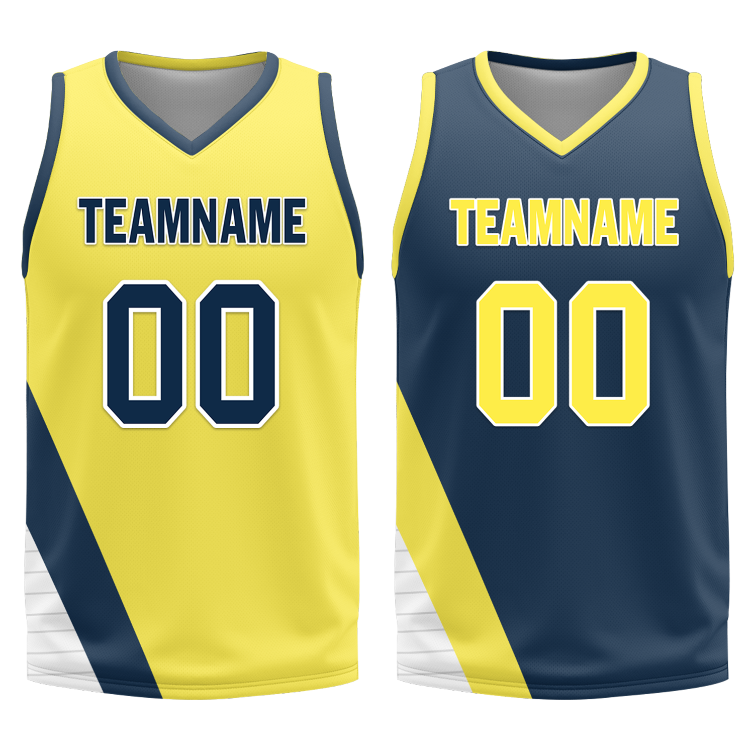 Custom Yellow Blue Classic Style Reversible Basketball Uniform Personalized Ordinary BBJR-D017060