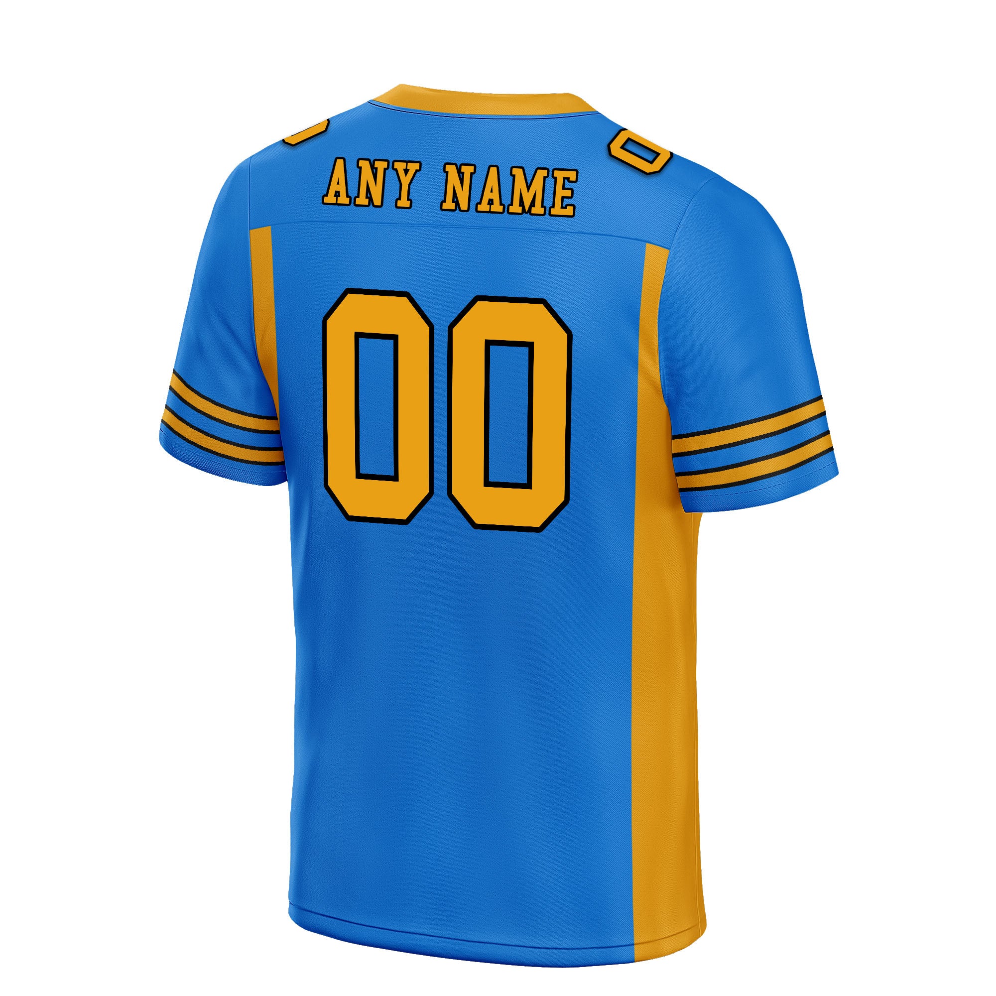 Custom Blue Yellow Striped Sleeves Personalized Authentic Football Jersey FBJ02-D06053