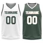 Custom White Green Classic Style Reversible Basketball Uniform Personalized COOLMAX BBJR-D017010