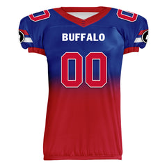 Custom Blue Red Fade Fashion Buffalo High-Performance American Football Jersey FBJ06-D020252-4