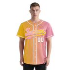 Custom Yellow Pink Gradient Fashion Personalized Authentic Baseball Jersey BSBJ01-D0a7aac