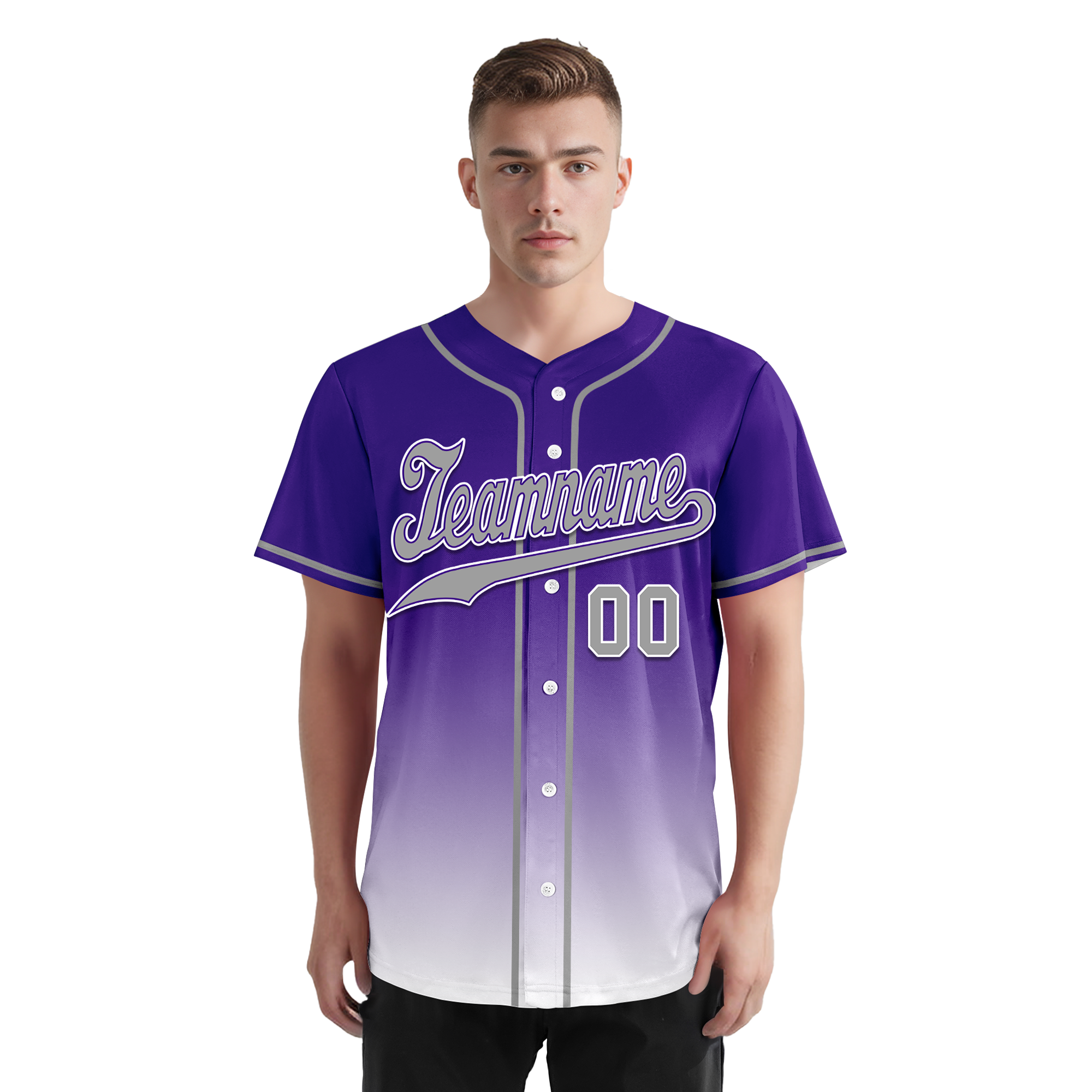 Custom Purple White Fade Fashion Personalized Authentic Baseball Jersey BSBJ01-D0a70eb