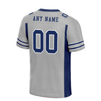 Custom Gray Blue Striped Sleeves Personalized Authentic Football Jersey FBJ02-D06046