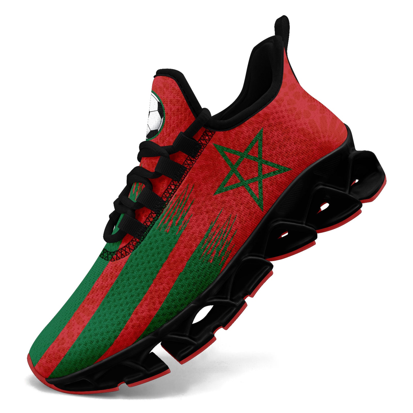 Custom Morocco 2026 World Cup Sneakers DIY Country Flag Running Shoes Lightweight Sport Shoes Gift for Football Fans Personalized Team Name and Logo FN003XD-F009086-2