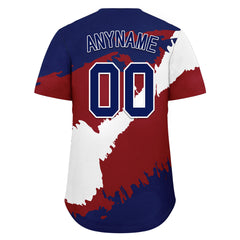 Custom Navy Blue Red White USA Flag Personalized Authentic Baseball Jersey BSBJ01-E06022-3