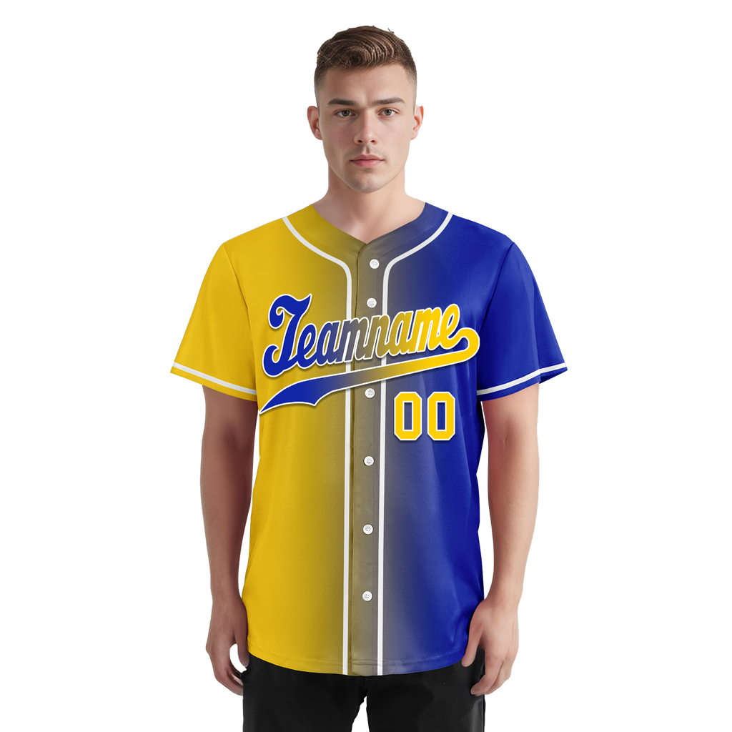Custom Yellow Blue Gradient Fashion Personalized Authentic Baseball Jersey BSBJ01-D0a7098