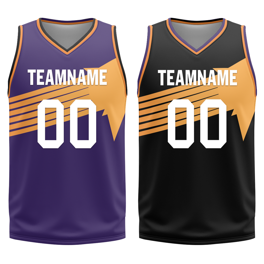 Custom Purple Black Classic Style Reversible Basketball Uniform Personalized COOLMAX BBJR-D017058