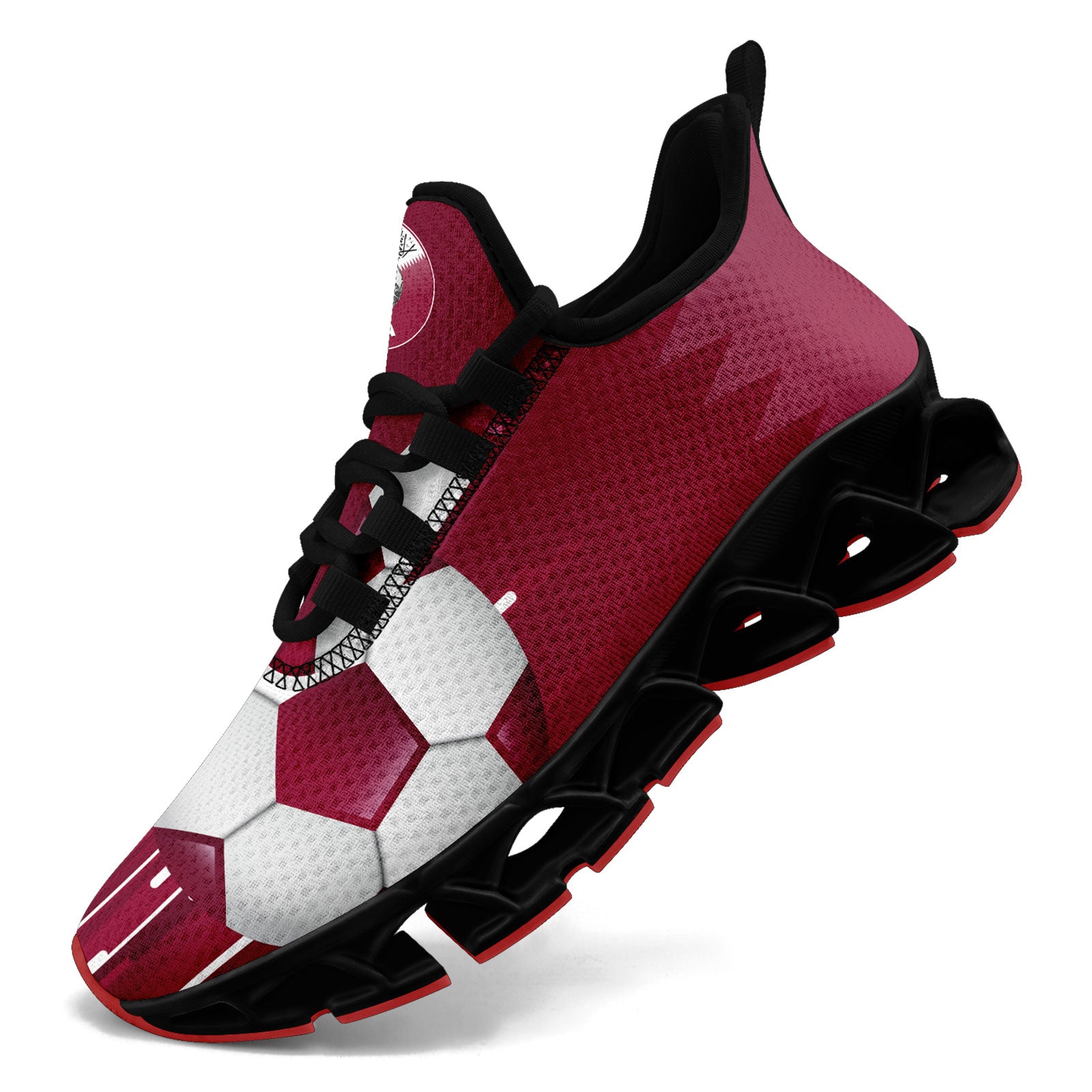 Custom Qatar 2026 World Cup Sneakers DIY Country Flag Running Shoes Lightweight Sport Shoes Gift for Football Fans Personalized Team Name and Logo FN003XD-F020030-3