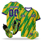 Custom 2026 World Cup Brazil High Quality Soccer Stadium Version Jersey Sneakers Sports Shoes and Hat Combo Offer Personalized Team Name and Logo ZH-F027089-1