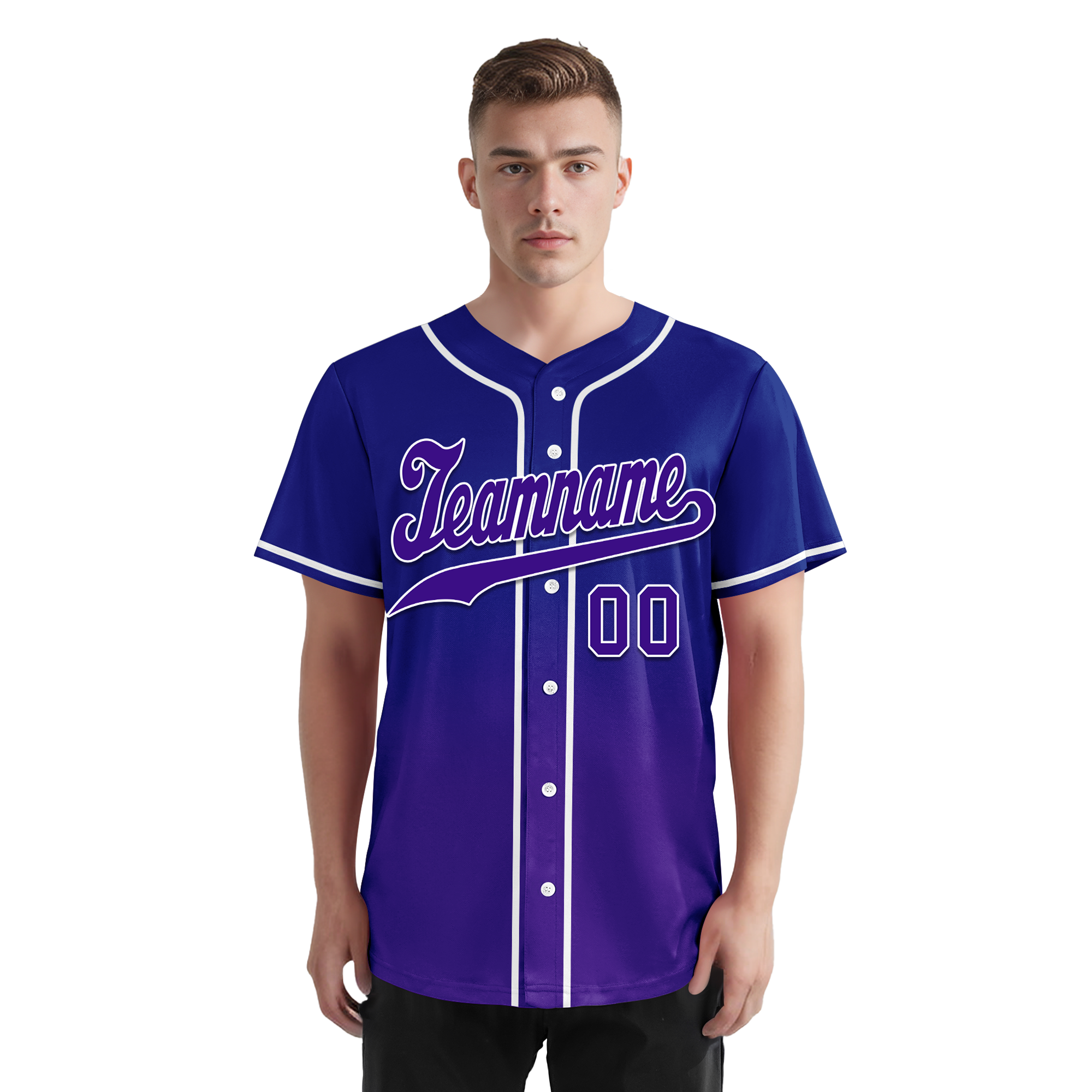 Custom Blue Purple Fade Fashion Personalized Authentic Baseball Jersey BSBJ01-D0a70ea