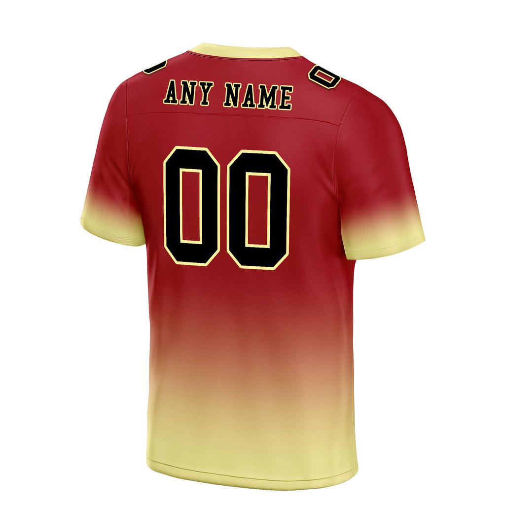 Custom Red Cream Fade Fashion Personalized Authentic Football Jersey FBJ02-D06094