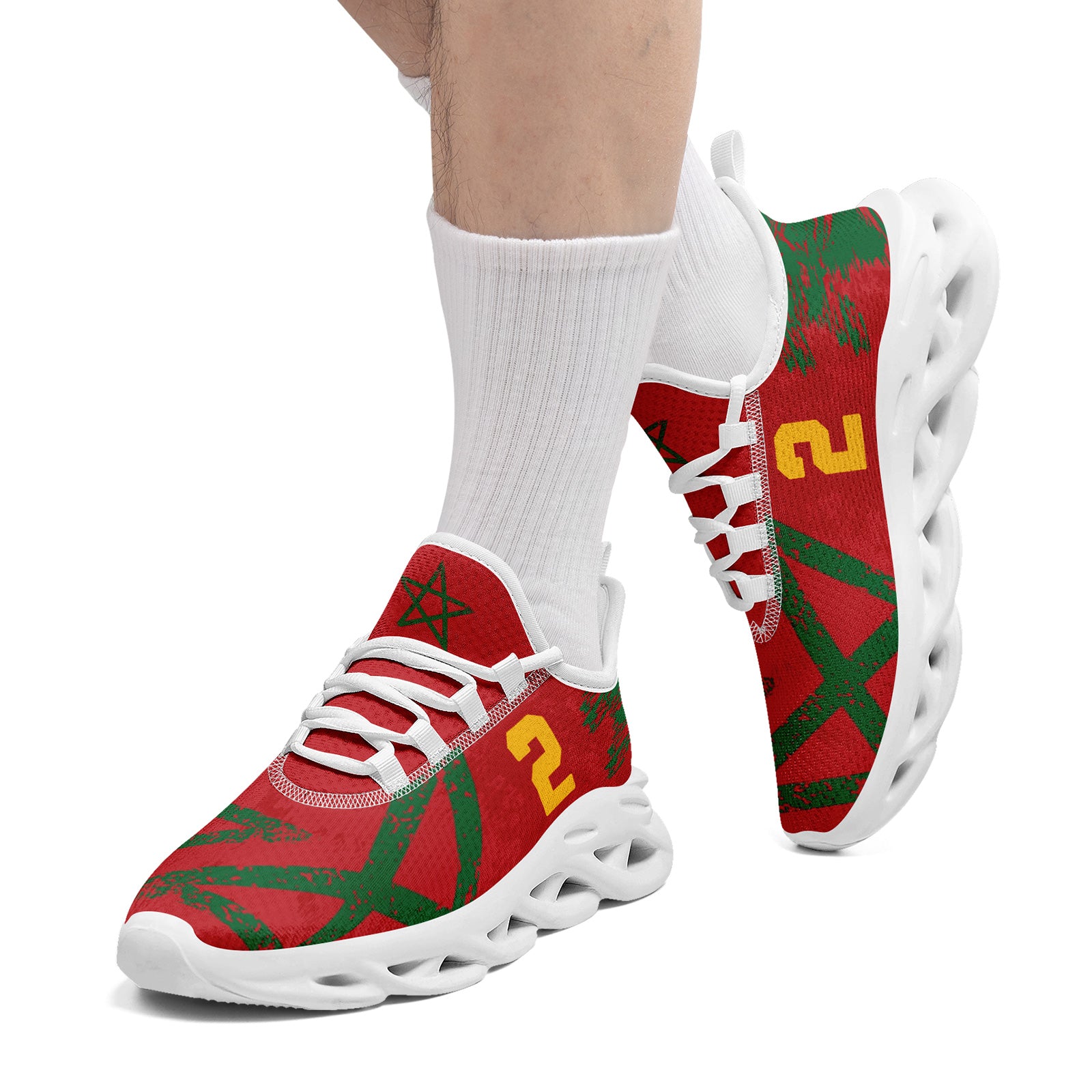 Custom Morocco 2026 World Cup Sneakers DIY Country Flag Running Shoes Lightweight Sport Shoes Gift for Football Fans Personalized Team Name and Logo FN003-F009115-1