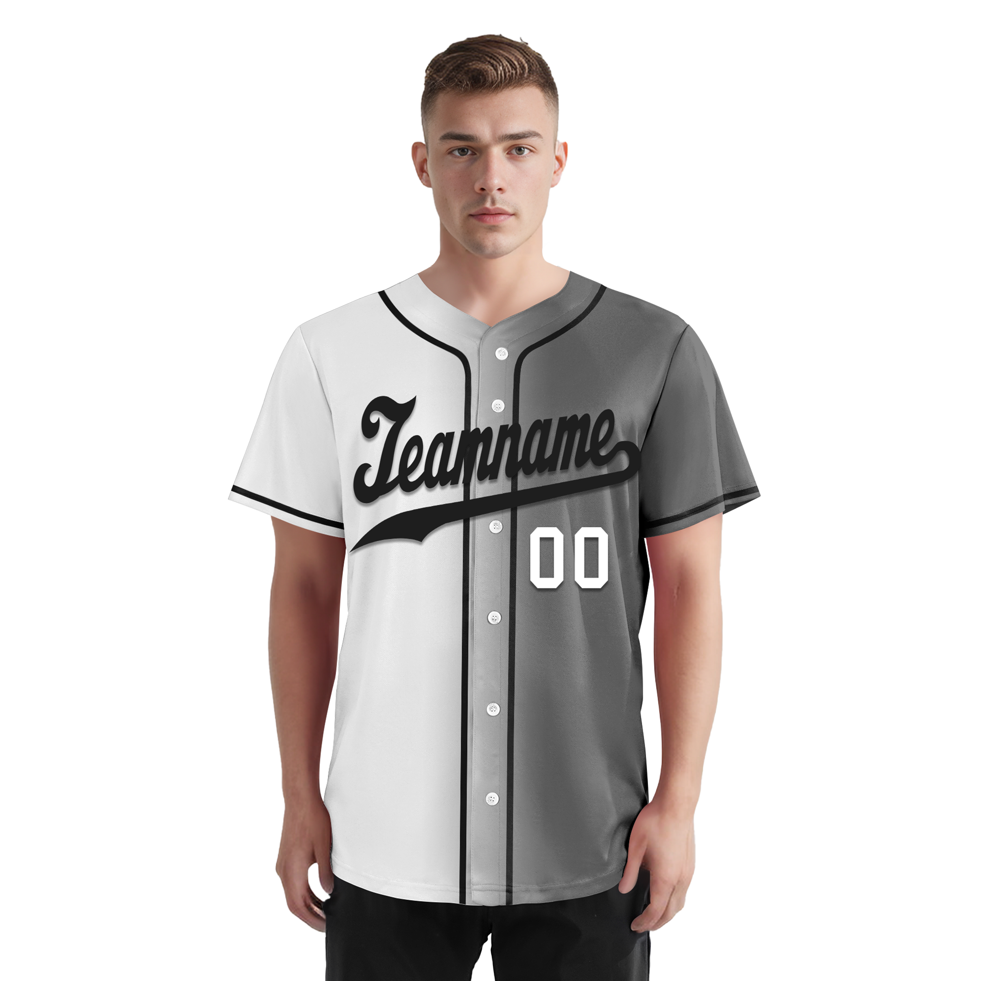 Custom White Grey Gradient Fashion Personalized Authentic Baseball Jersey BSBJ01-D0a7aaf