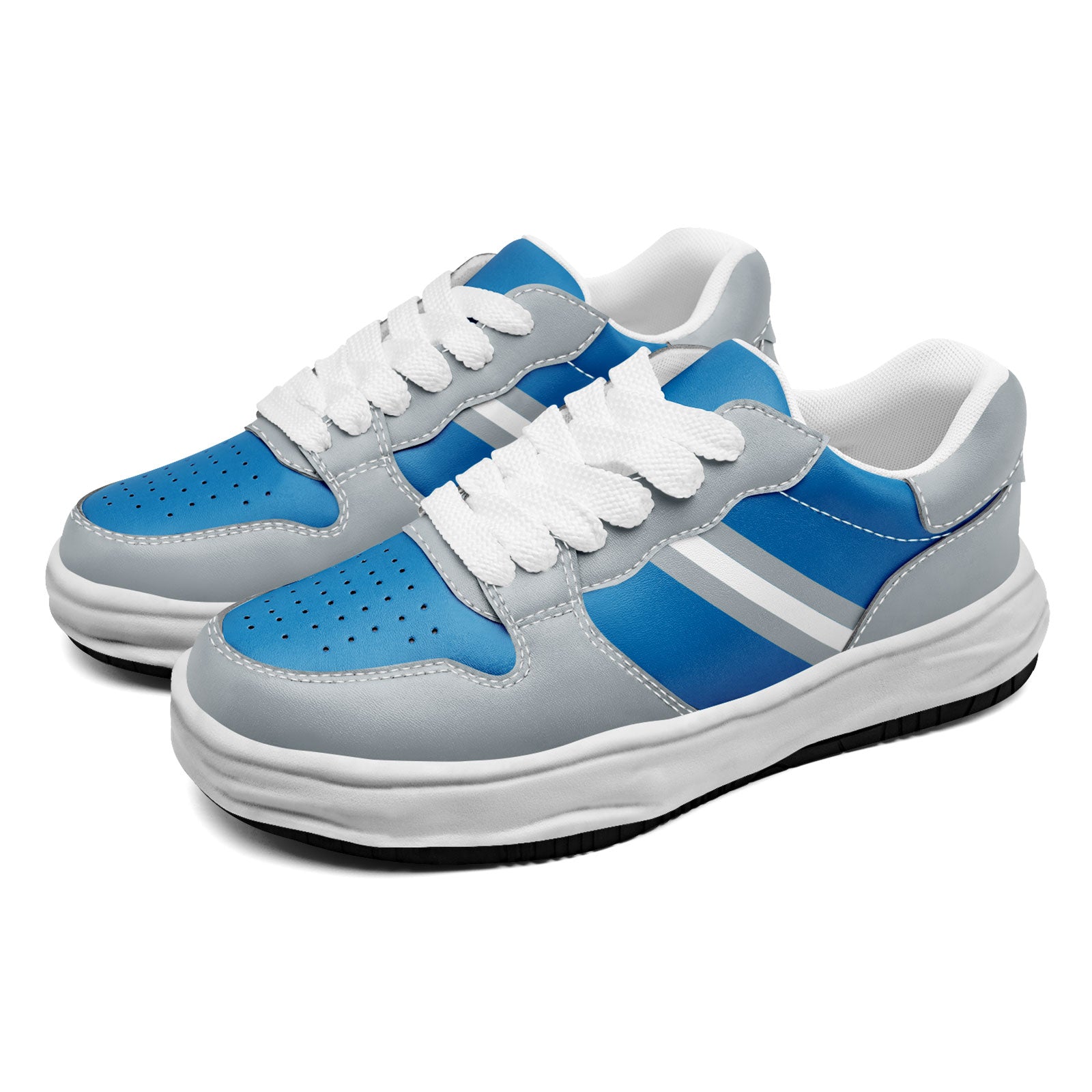 Custom Blue Gray Detroit Shoes Personalized Sneaker FN032-D020389-11