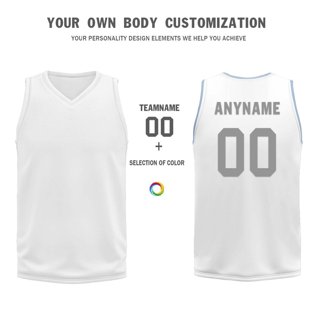 Custom White Gray Blue Dallas City Edition Personalized Reversible Basketball Set Sports Basketball Jersey BBJ01R-D0610-7