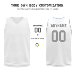 Custom White Gray Blue Dallas City Edition Personalized Reversible Basketball Set Sports Basketball Jersey BBJ01R-D0610-7