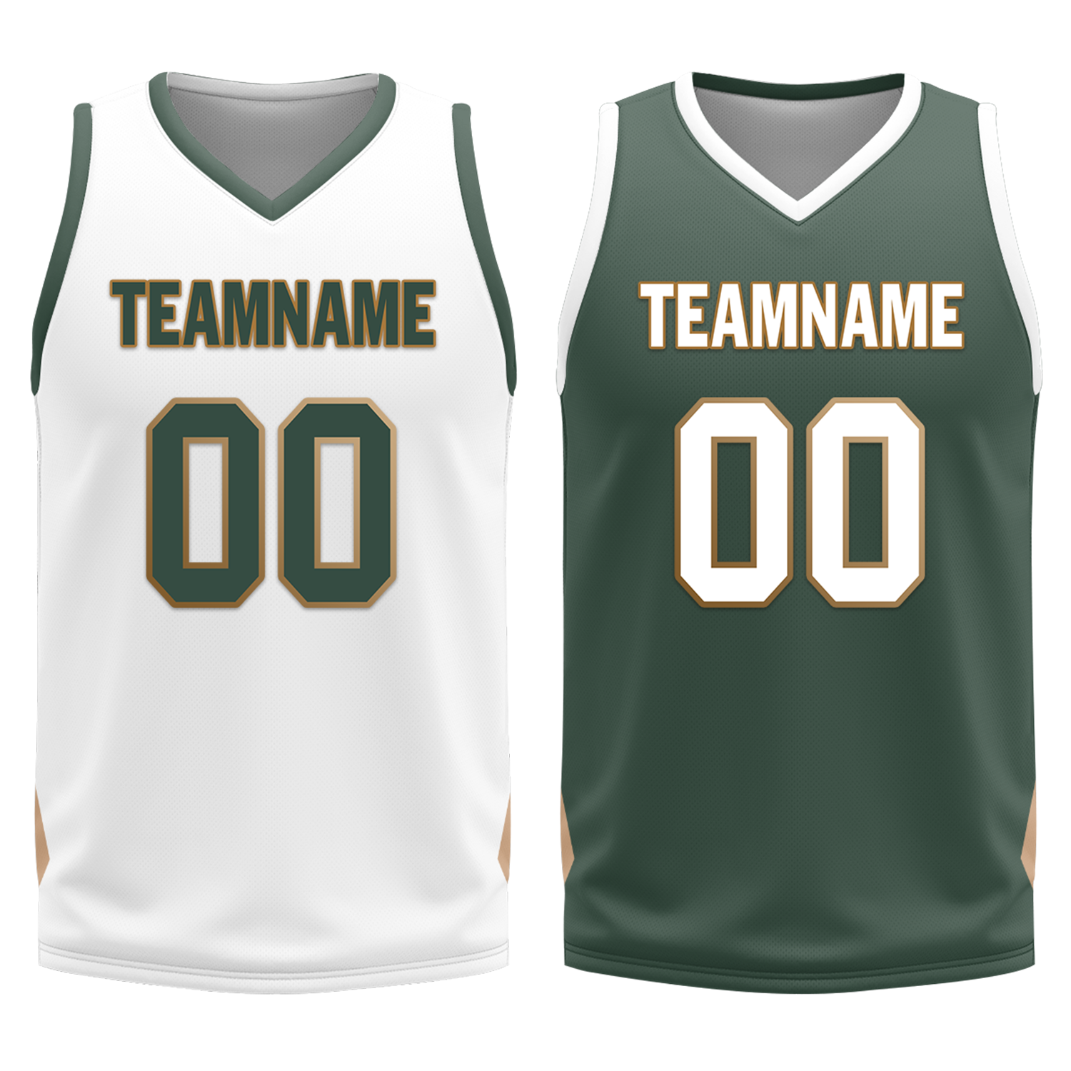 Custom White Green Classic Style Reversible Basketball Uniform Personalized Ordinary BBJR-D017002