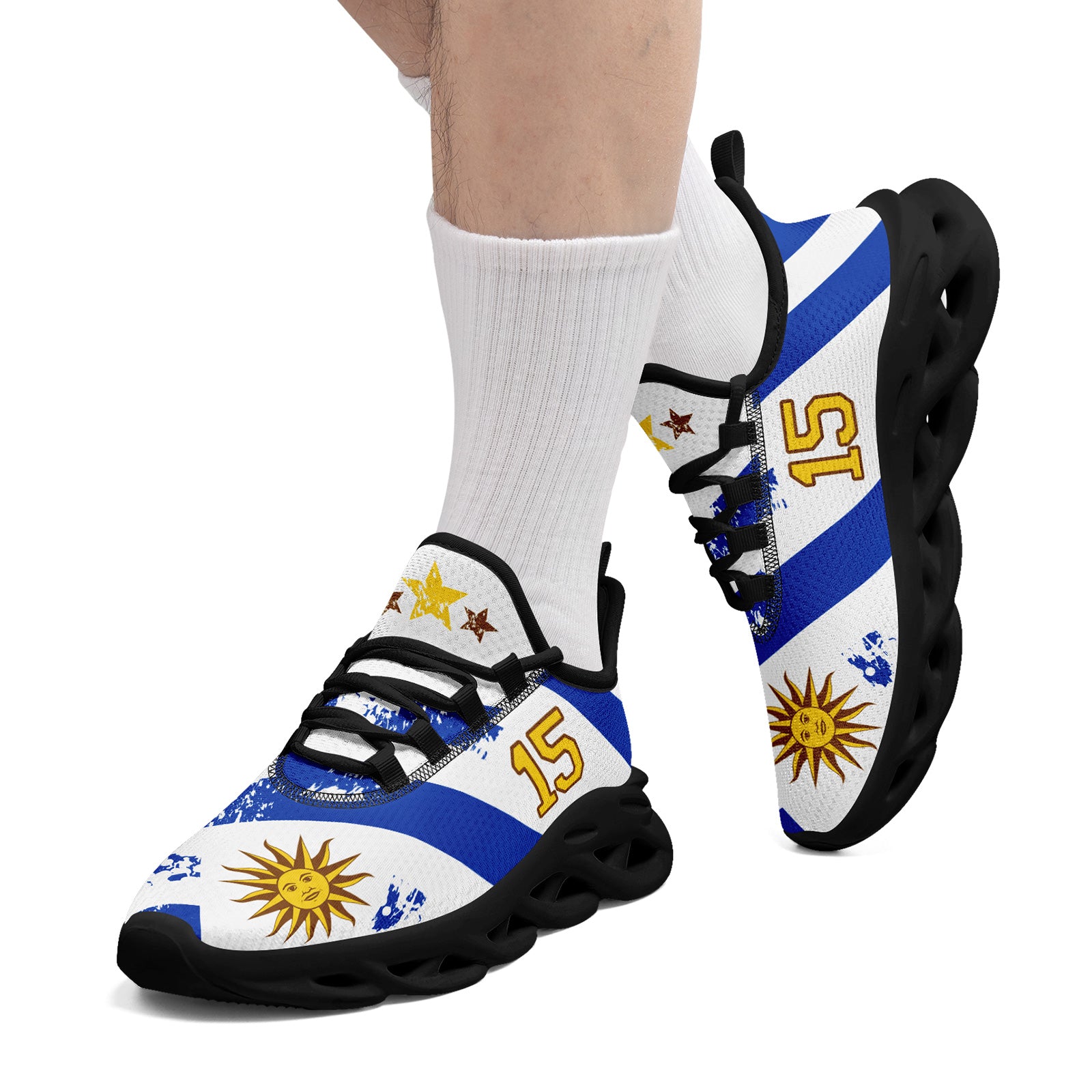 Custom Uruguay 2026 World Cup Sneakers DIY Country Flag Running Shoes Lightweight Sport Shoes Gift for Football Fans Personalized Team Name and Logo FN003-F009122-1