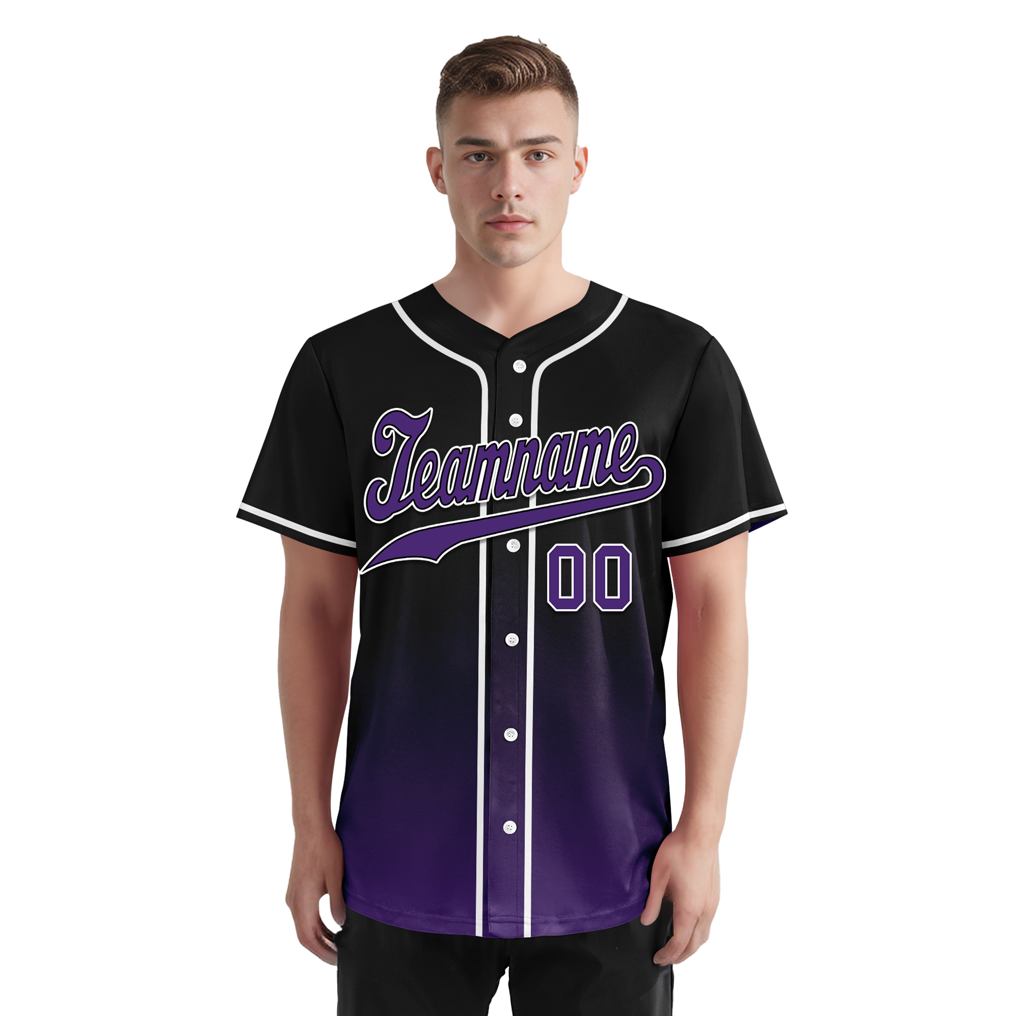 Custom Black Purple Fade Fashion Personalized Authentic Baseball Jersey BSBJ01-D0a70d0
