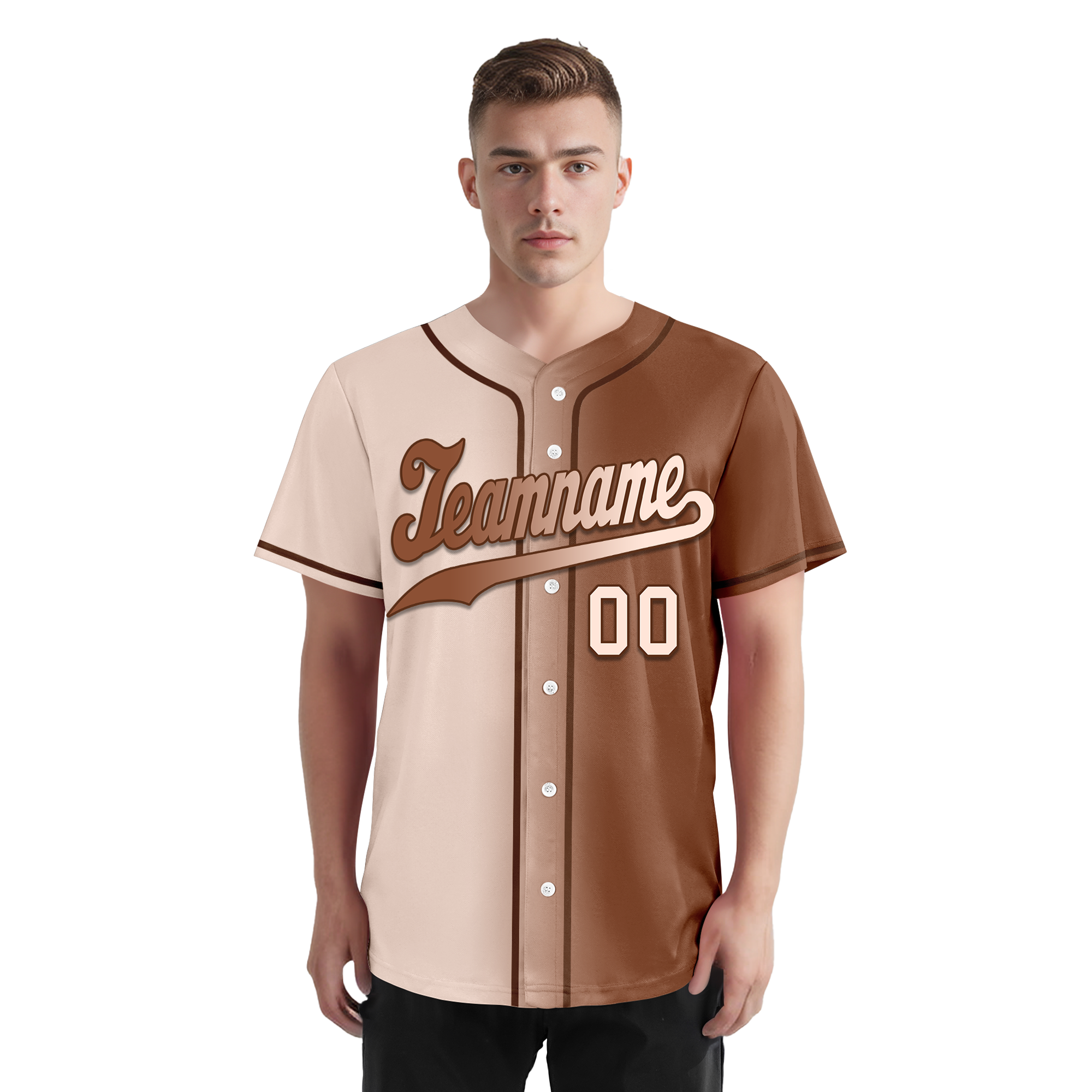 Custom Beige Brown Gradient Fashion Personalized Authentic Baseball Jersey BSBJ01-D0a708e