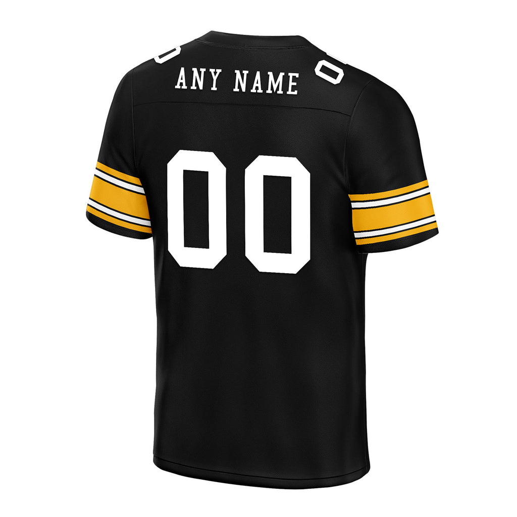 Custom Black Yellow Pittsburgh Personalized Authentic Football Jersey FBJ02-E0601-13