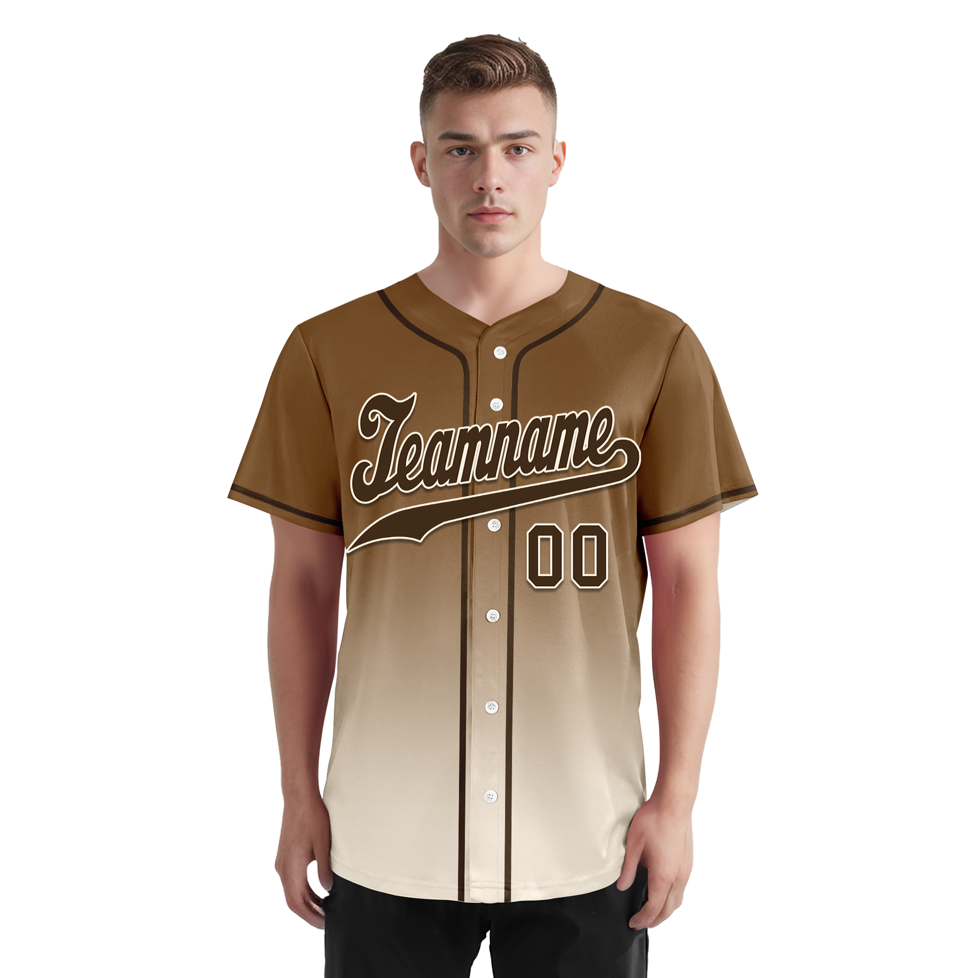 Custom Brown White Fade Fashion Personalized Authentic Baseball Jersey BSBJ01-D0a70fe