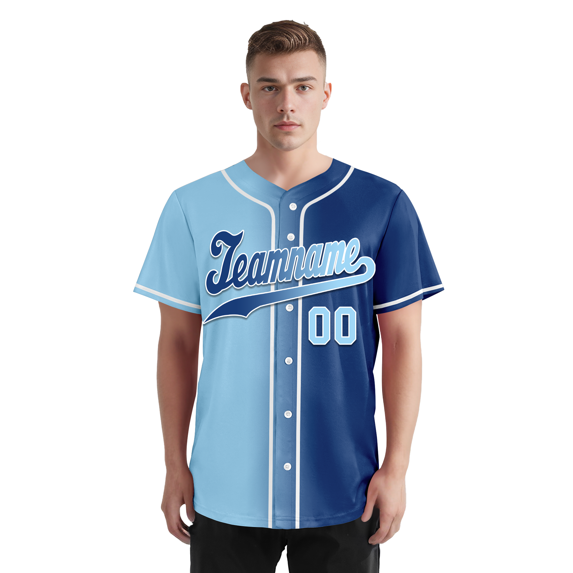 Custom Blue Gradient Fashion Personalized Authentic Baseball Jersey BSBJ01-D0a7078
