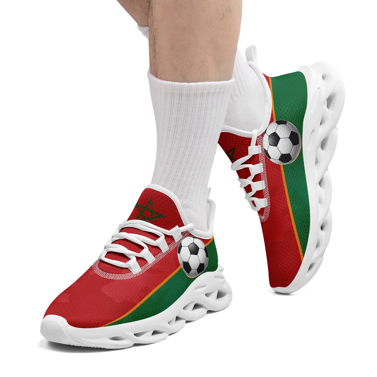 Custom Morocco 2026 World Cup Sneakers DIY Country Flag Running Shoes Lightweight Sport Shoes Gift for Football Fans Personalized Team Name and Logo FN003-F009073-3