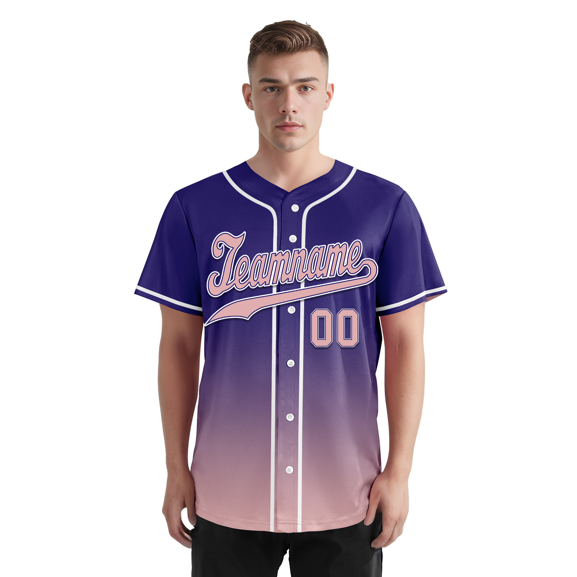 Custom Purple Pink Fade Fashion Personalized Authentic Baseball Jersey BSBJ01-D0a7070