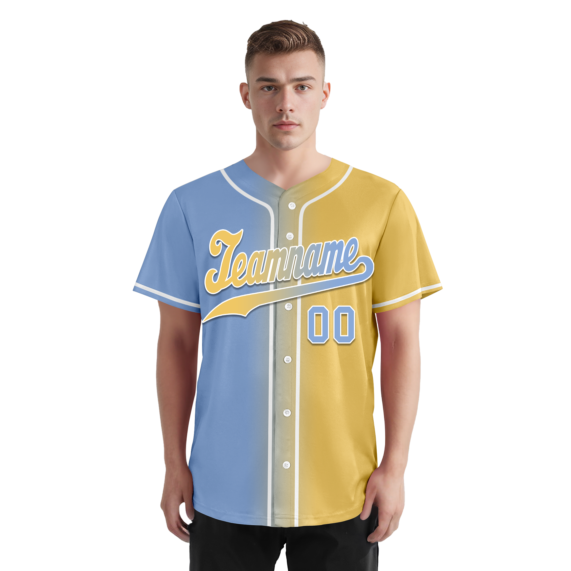 Custom Blue Yellow Gradient Fashion Personalized Authentic Baseball Jersey BSBJ01-D0a7079